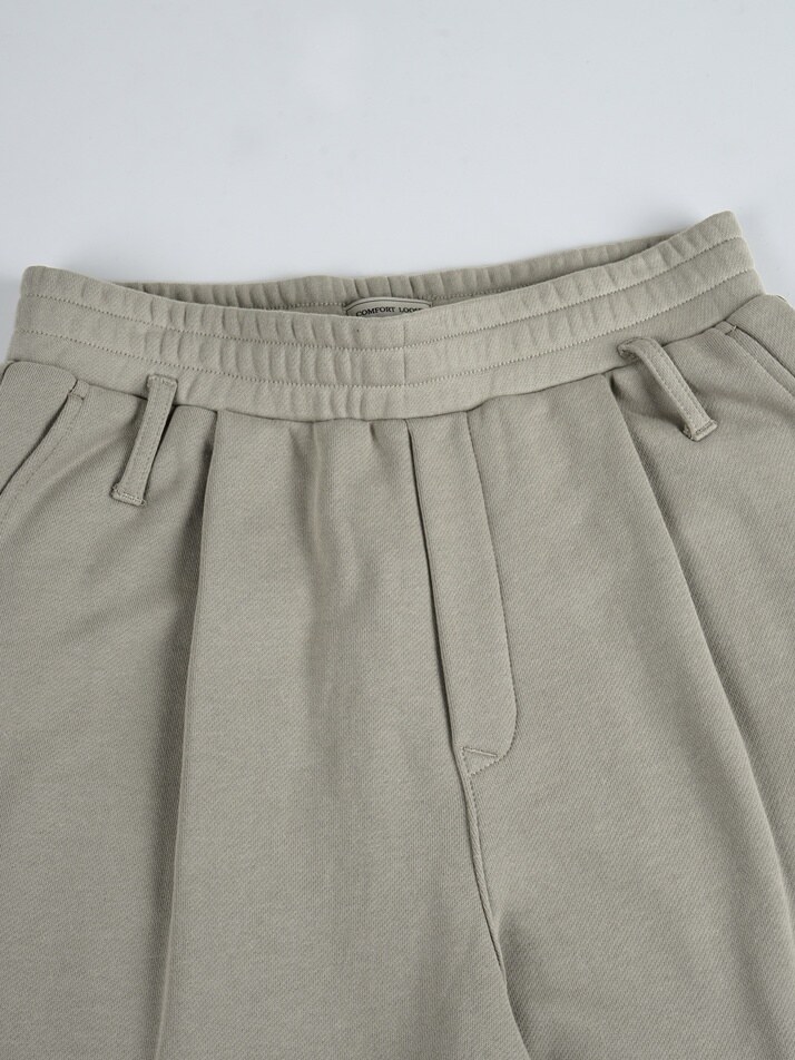 [birbante] 컴포트 루즈핏 원턱 스웨트 팬츠 - 옥스포드 베이지