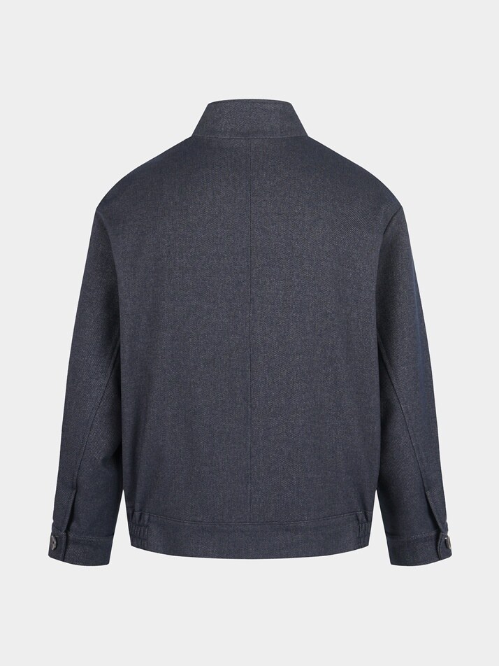 [birbante] 데님 이펙트 스탠드 카라 블루종 자켓 - 다크 네이비