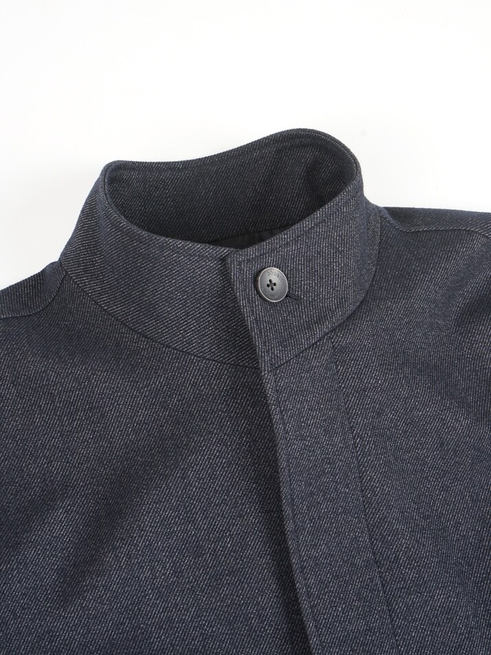 [birbante] 데님 이펙트 스탠드 카라 블루종 자켓 - 다크 네이비