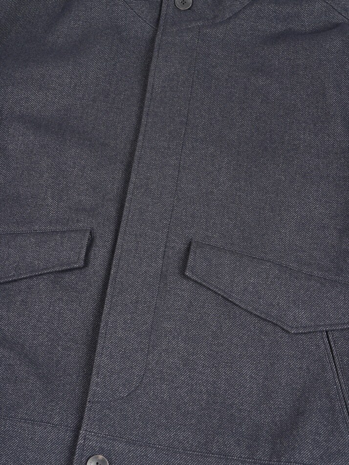 [birbante] 데님 이펙트 스탠드 카라 블루종 자켓 - 다크 네이비