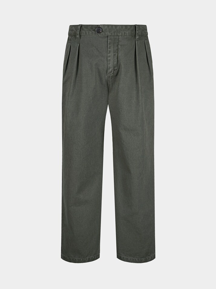 [birbante] 가먼트워싱 트윌 투턱 치노 팬츠 - 카키