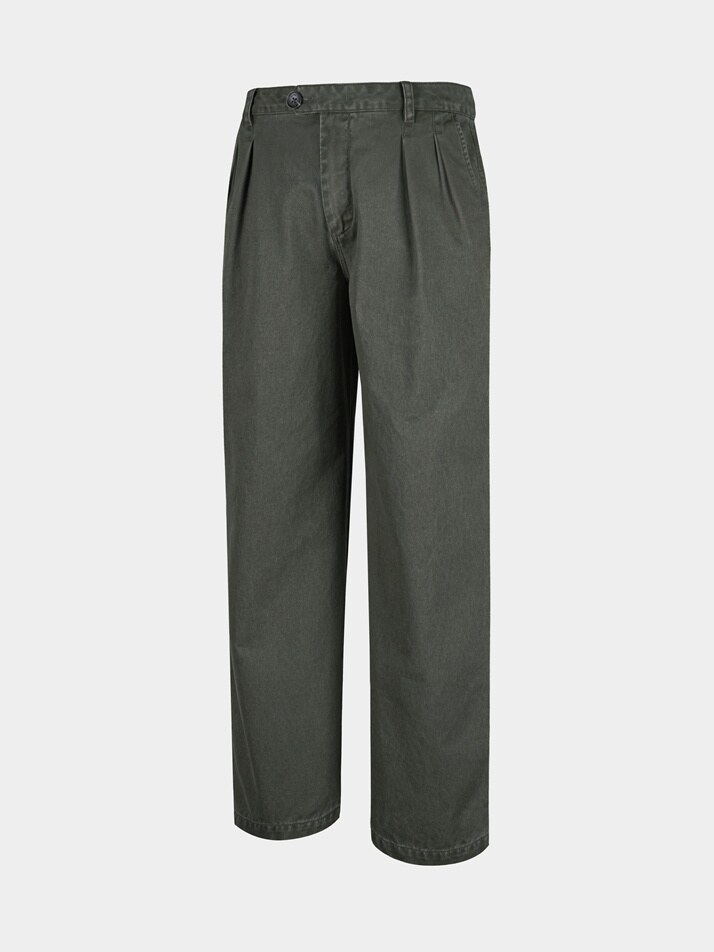 [birbante] 가먼트워싱 트윌 투턱 치노 팬츠 - 카키