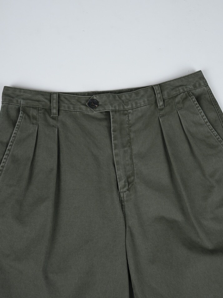 [birbante] 가먼트워싱 트윌 투턱 치노 팬츠 - 카키