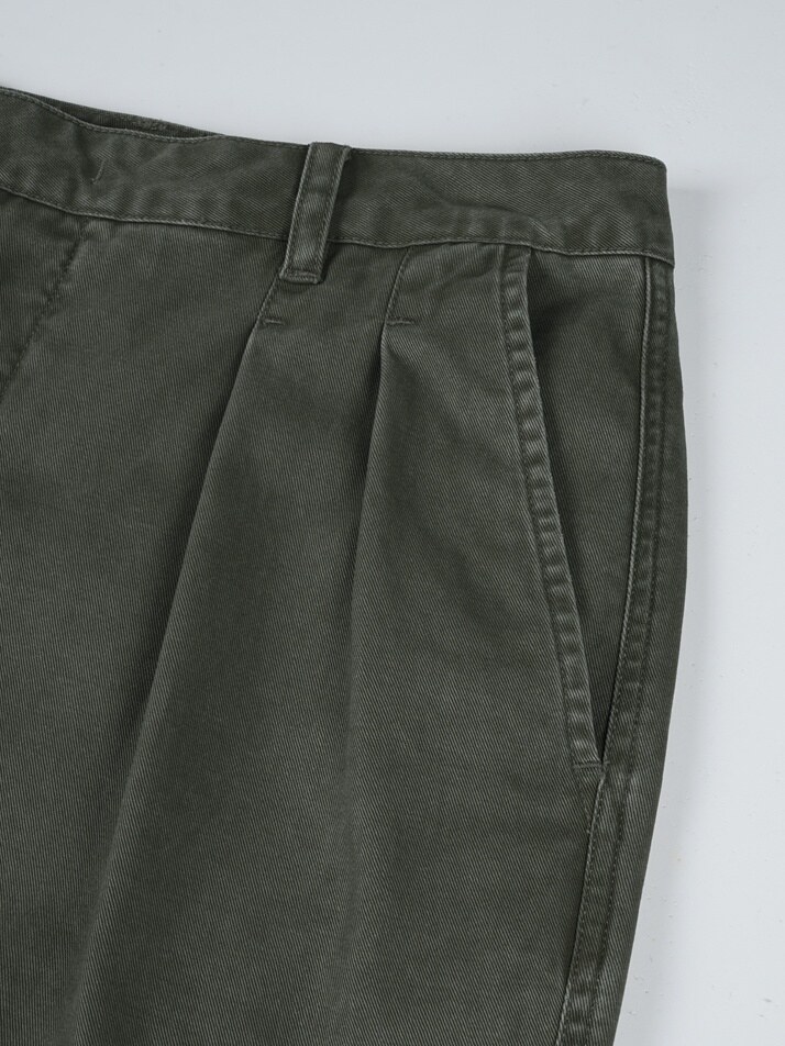 [birbante] 가먼트워싱 트윌 투턱 치노 팬츠 - 카키