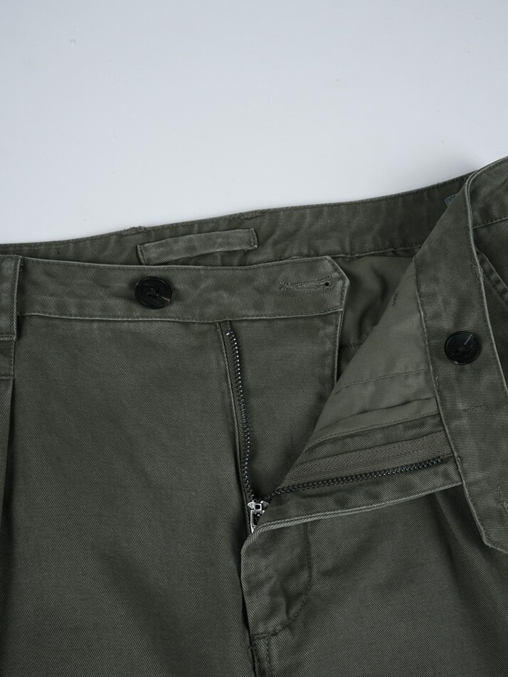 [birbante] 가먼트워싱 트윌 투턱 치노 팬츠 - 카키