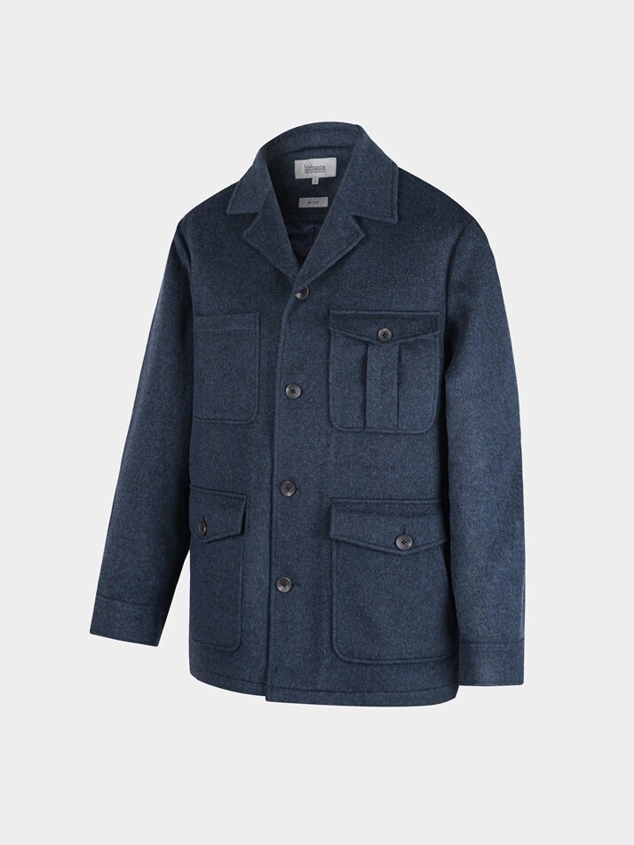 [birbante] 울 멀티 포켓 퀼팅 자켓 - 워시드 네이비