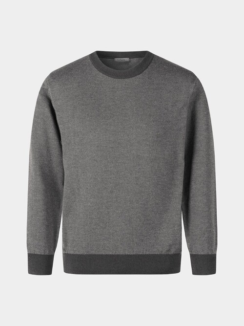 [birbante] 소프트 워셔블 투톤 라운드 니트 - 그레이