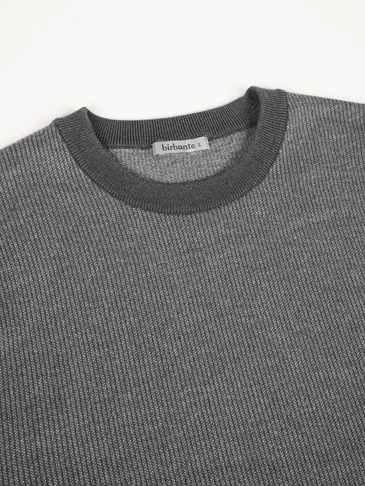 [birbante] 소프트 워셔블 투톤 라운드 니트 - 그레이