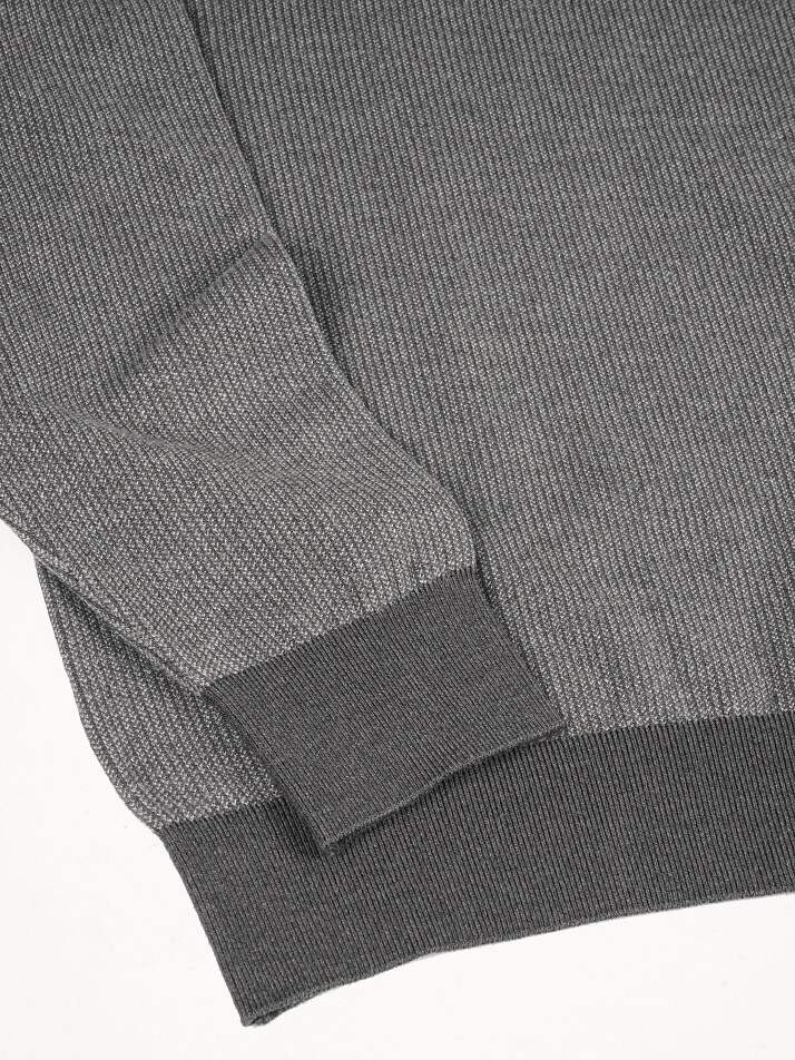 [birbante] 소프트 워셔블 투톤 라운드 니트 - 그레이