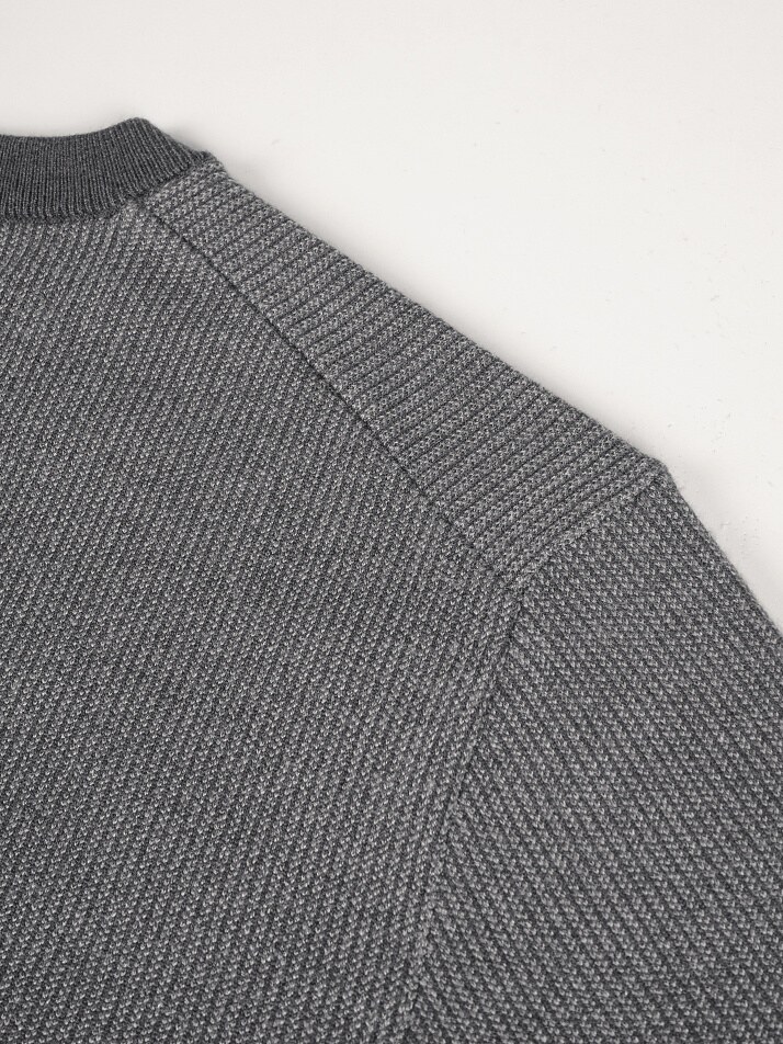 [birbante] 소프트 워셔블 투톤 라운드 니트 - 그레이