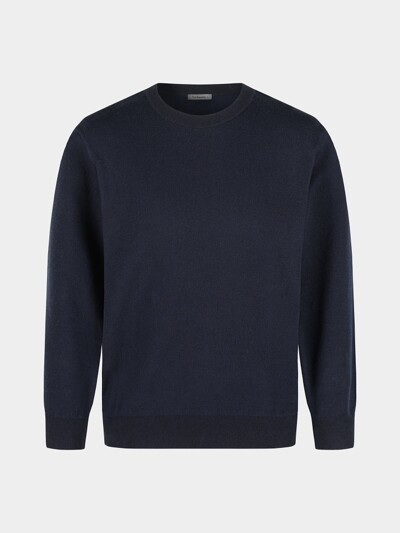 [birbante] 소프트 워셔블 투톤 라운드 니트 - 다크 네이비