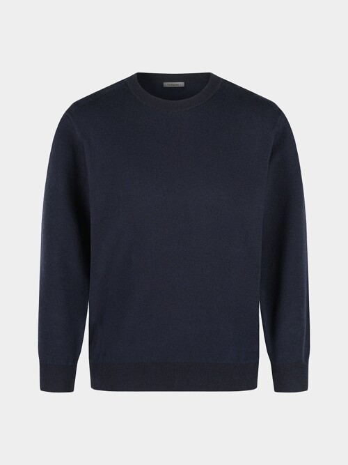 [birbante] 소프트 워셔블 투톤 라운드 니트 - 다크 네이비