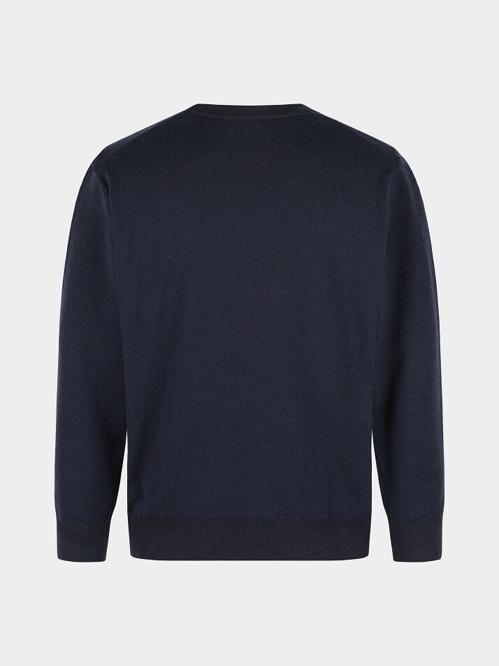 [birbante] 소프트 워셔블 투톤 라운드 니트 - 다크 네이비