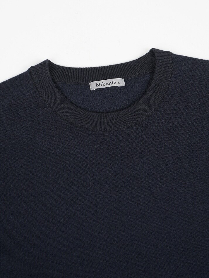 [birbante] 소프트 워셔블 투톤 라운드 니트 - 다크 네이비