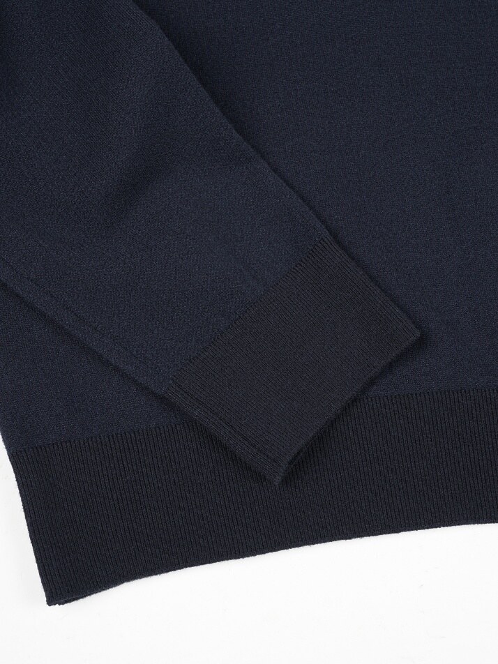 [birbante] 소프트 워셔블 투톤 라운드 니트 - 다크 네이비