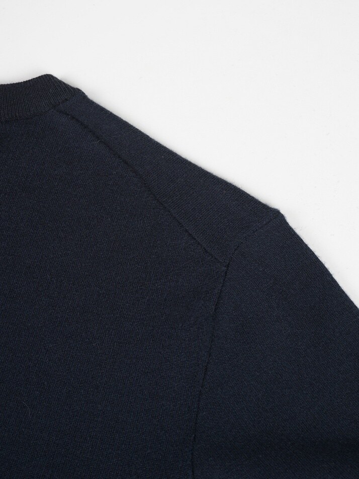 [birbante] 소프트 워셔블 투톤 라운드 니트 - 다크 네이비