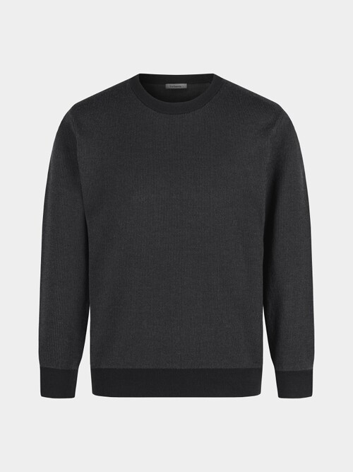 [birbante] 소프트 워셔블 투톤 라운드 니트 - 블랙