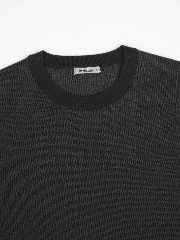 [birbante] 소프트 워셔블 투톤 라운드 니트 - 블랙