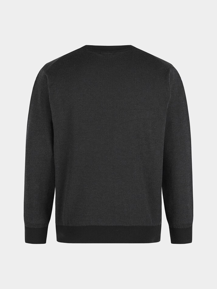 [birbante] 소프트 워셔블 투톤 라운드 니트 - 블랙