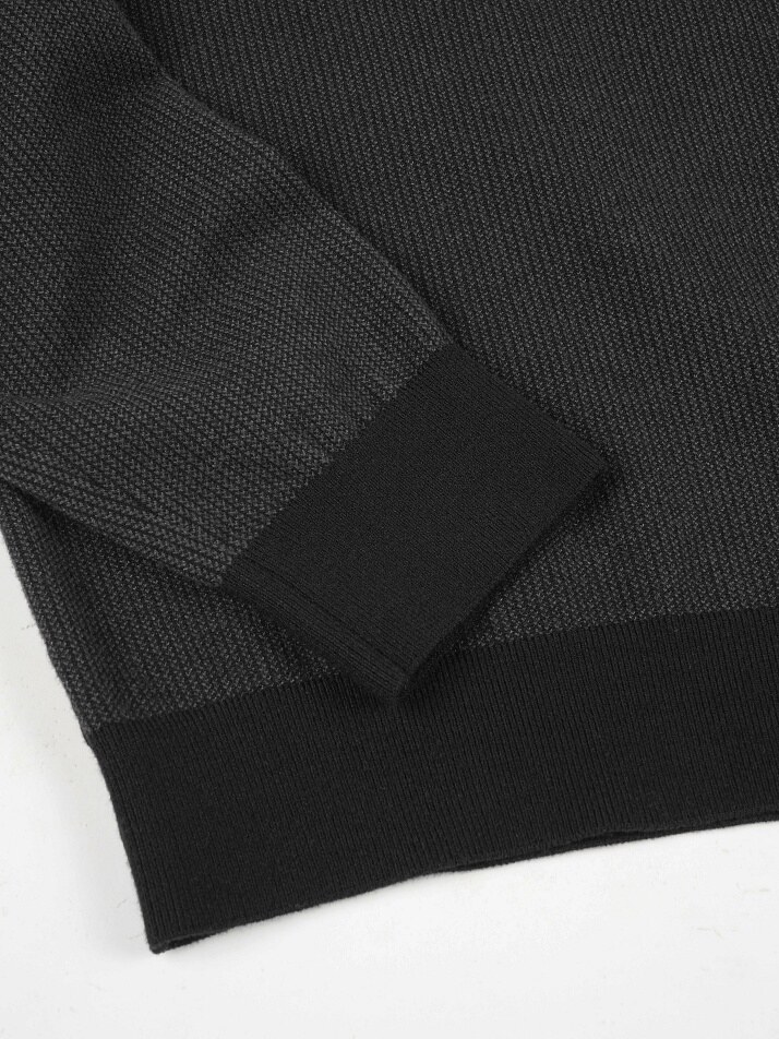 [birbante] 소프트 워셔블 투톤 라운드 니트 - 블랙