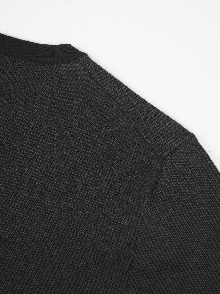 [birbante] 소프트 워셔블 투톤 라운드 니트 - 블랙