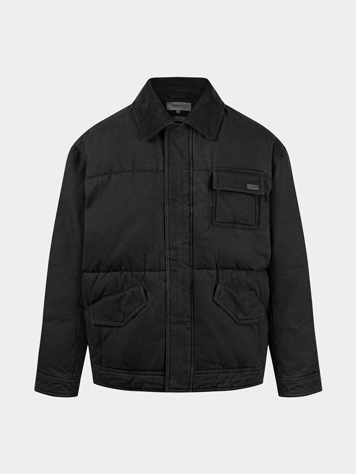 [birbante] 가먼트워싱 덕다운 하프 패딩 - 블랙