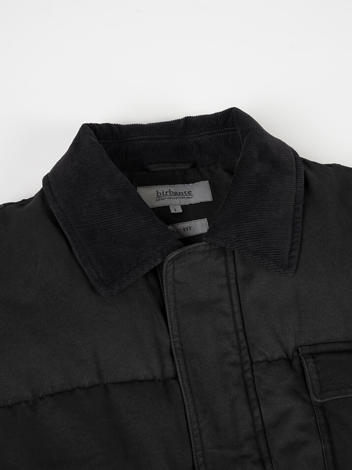 [birbante] 가먼트워싱 덕다운 하프 패딩 - 블랙