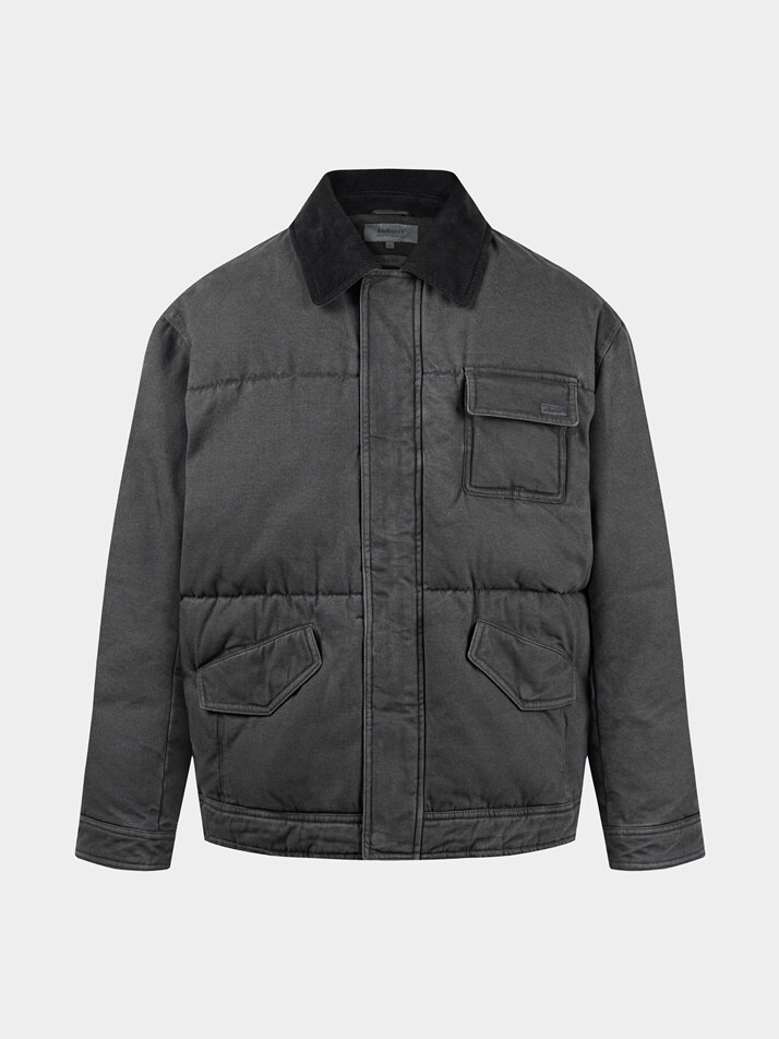 [birbante] 가먼트워싱 덕다운 하프 패딩 - 다크 그레이