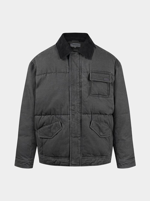 [birbante] 가먼트워싱 덕다운 하프 패딩 - 다크 그레이