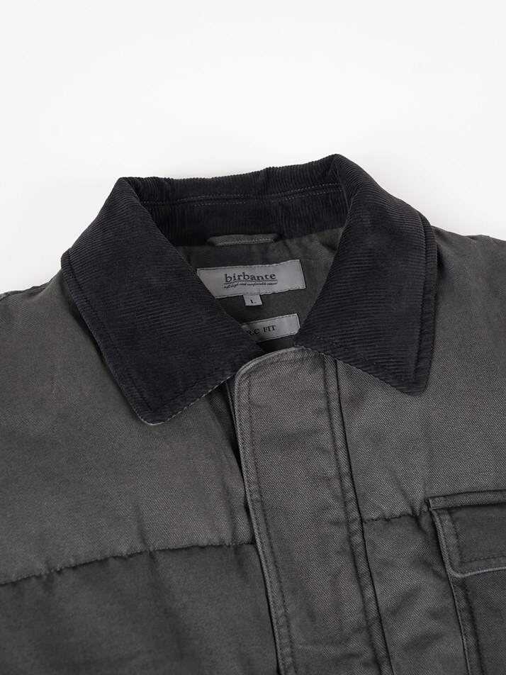 [birbante] 가먼트워싱 덕다운 하프 패딩 - 다크 그레이