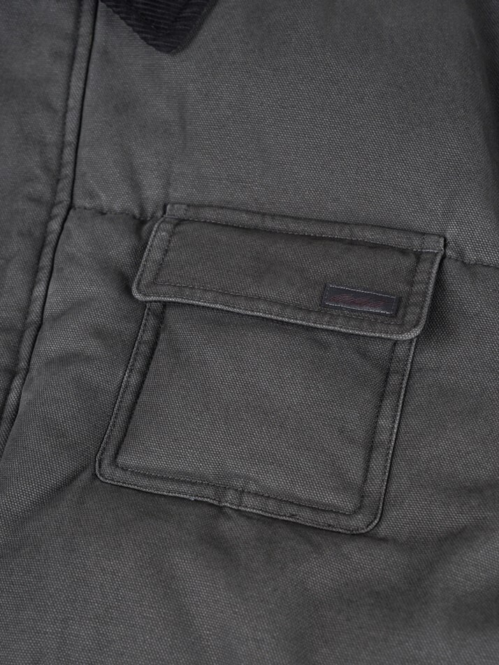 [birbante] 가먼트워싱 덕다운 하프 패딩 - 다크 그레이