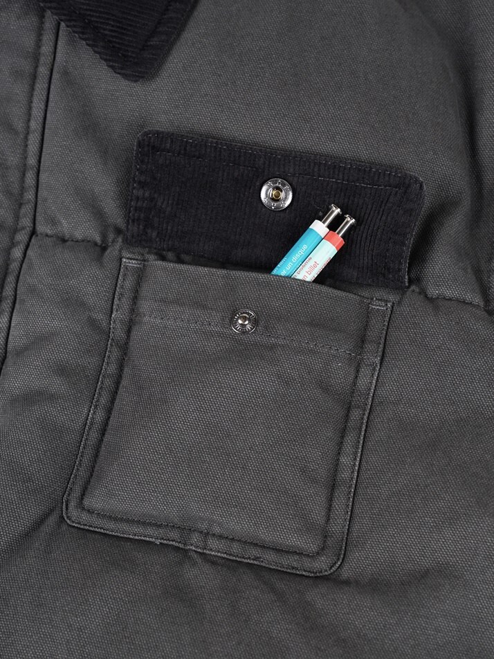 [birbante] 가먼트워싱 덕다운 하프 패딩 - 다크 그레이