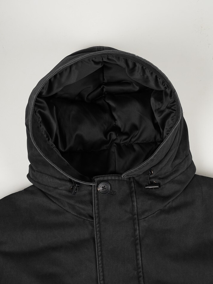 [birbante] 가먼트워싱 덕다운 패딩 - 블랙 네이비