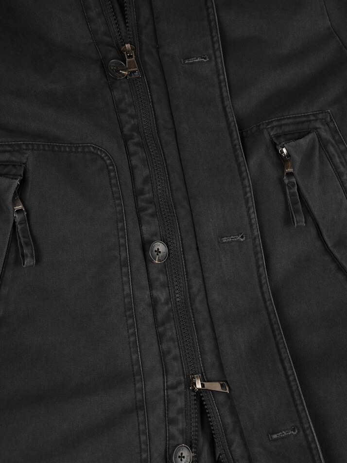 [birbante] 가먼트워싱 덕다운 패딩 - 블랙 네이비