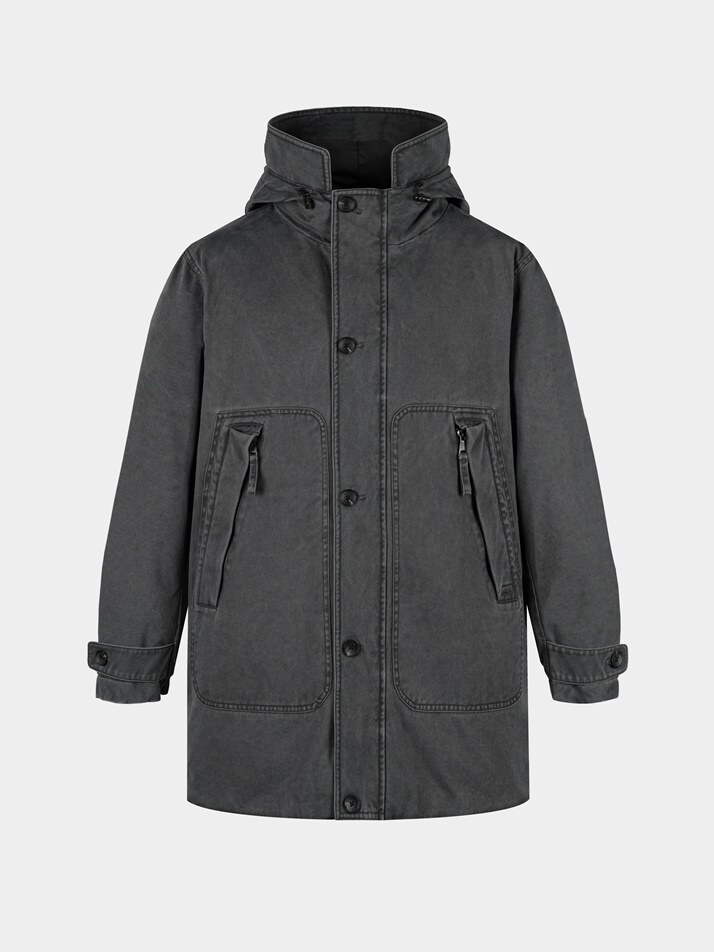 [birbante] 가먼트워싱 덕다운 패딩 - 다크 그레이