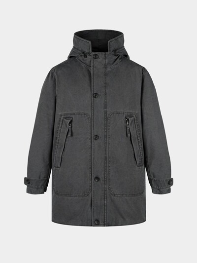 [birbante] 가먼트워싱 덕다운 패딩 - 다크 그레이