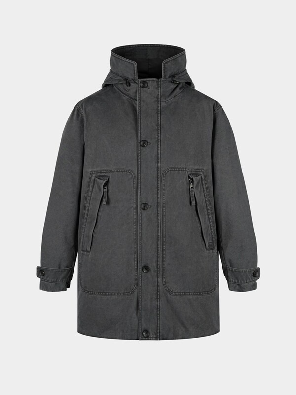 [birbante] 가먼트워싱 덕다운 패딩 - 다크 그레이