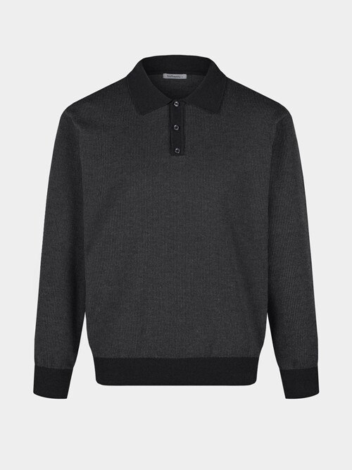 [birbante] 소프트 워셔블 투톤 카라 니트 - 블랙