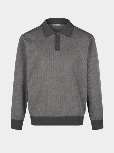 [birbante] 소프트 워셔블 투톤 카라 니트 - 그레이