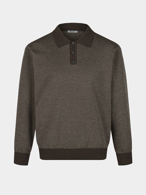 [birbante] 소프트 워셔블 투톤 카라 니트 - 브라운