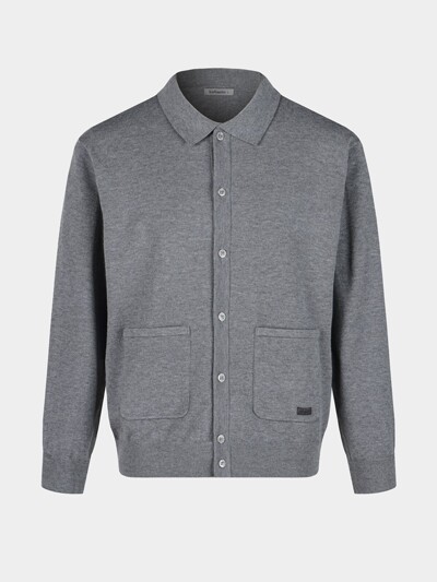 [birbante] 소프트 워셔블 카라 가디건 - 멜란 그레이