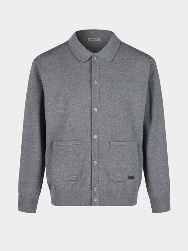 [birbante] 소프트 워셔블 카라 가디건 - 멜란 그레이