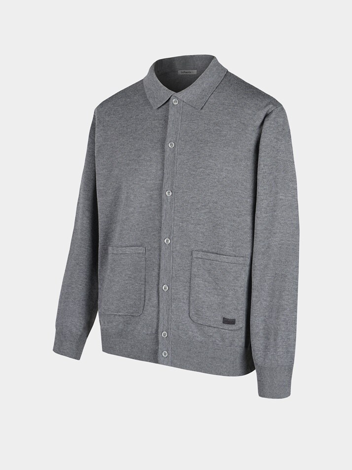 [birbante] 소프트 워셔블 카라 가디건 - 멜란 그레이