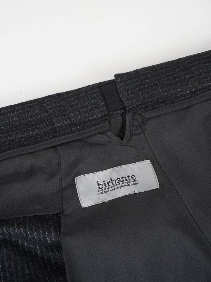 [birbante] 웜 스판 S.L핏 히든 밴딩 슬랙스 - 차콜 스트라이프