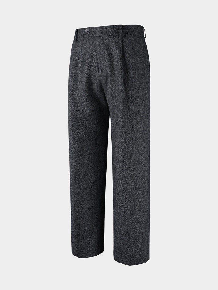 [birbante] 데님 이펙트 원턱 C.L핏 셋업 팬츠 - 블랙