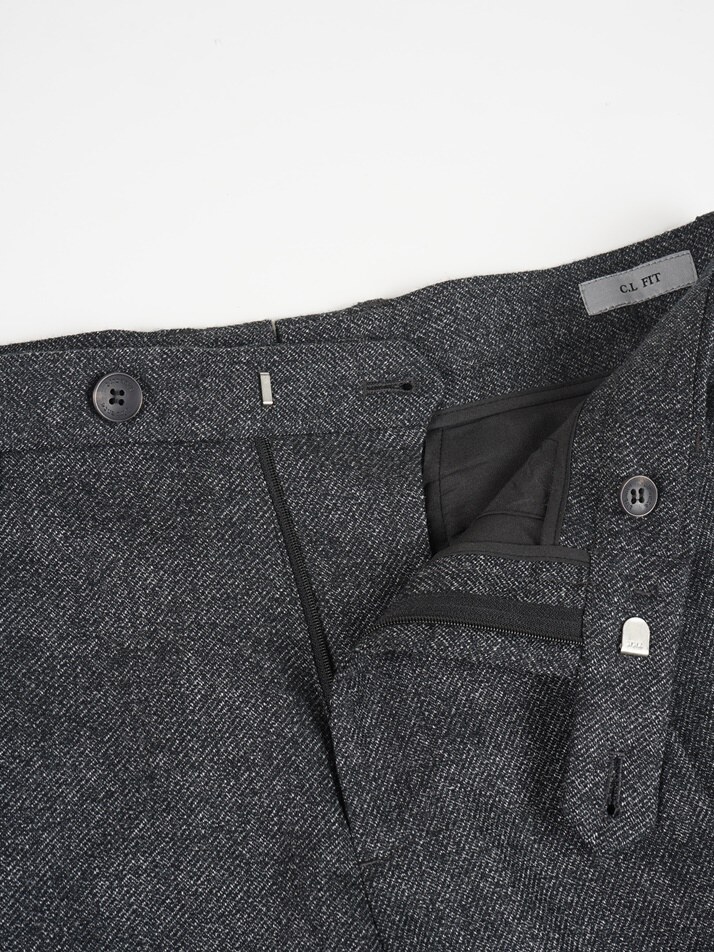 [birbante] 데님 이펙트 원턱 C.L핏 셋업 팬츠 - 블랙