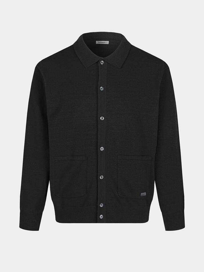 [birbante] 소프트 워셔블 카라 가디건 - 블랙