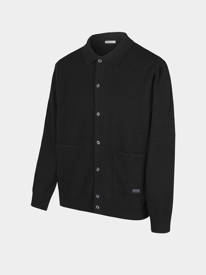 [birbante] 소프트 워셔블 카라 가디건 - 블랙