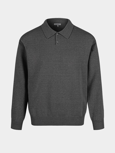 [birbante] 소프트 워셔블 카라 니트 - 차콜