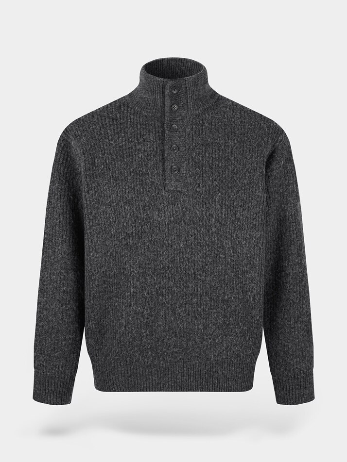 [birbante] 캐시미어 터치 하이넥 니트 - 차콜